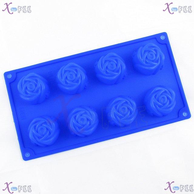 dgmj00028 DIY Blue Kitchens 8 Rose Flower Shape Silicone Bakeware Baking Mold Cake PAN 1