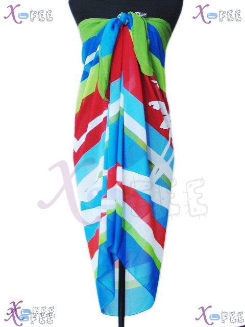 estj00124 New Fashion Ladies Design Hawaii Color Bar Cover-up Chiffon Wrap Beach Sarong 4