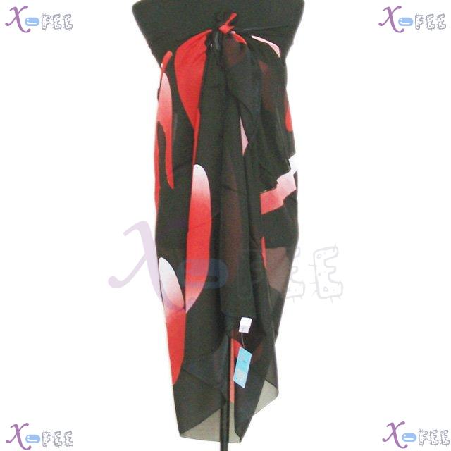 estj00213 Hawaii Wrap Cover-up Black Red Italy Muslin Swimwear Bronzing Scarf Beach Sarong 4