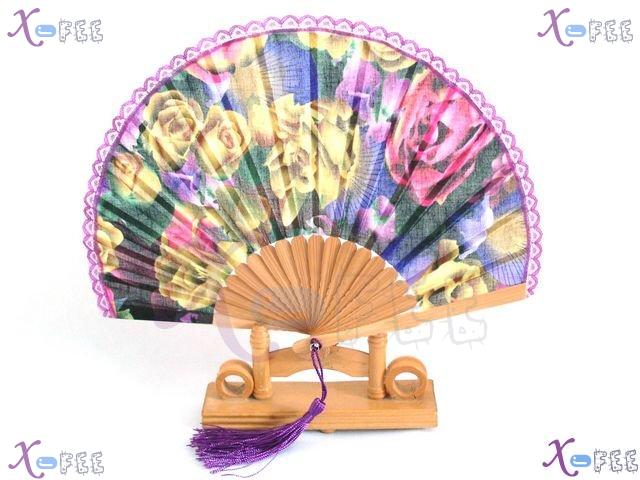 fan00170 Chinese Ethnicities Flower Purple Tassel Lace Collection Ornament Folding Fan 1