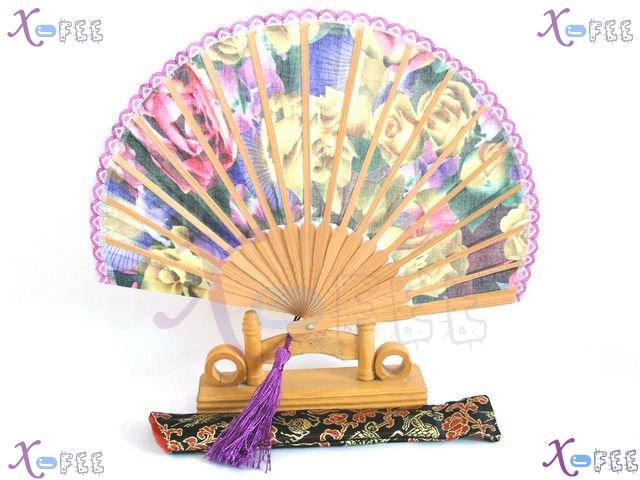fan00170 Chinese Ethnicities Flower Purple Tassel Lace Collection Ornament Folding Fan 2