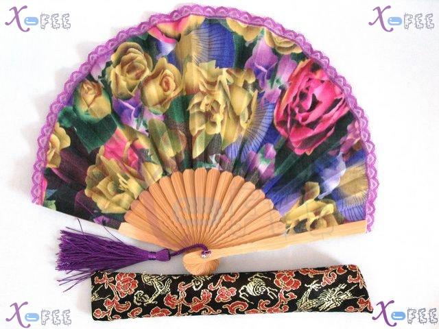 fan00170 Chinese Ethnicities Flower Purple Tassel Lace Collection Ornament Folding Fan 3