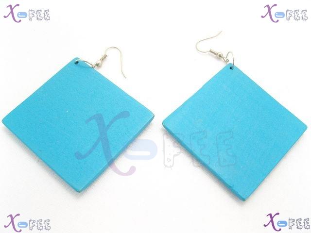 mteh00036 New Fashion Jewelry Crafts Blue Wooden Women 925 Sterling Silver Hook Earrings 4