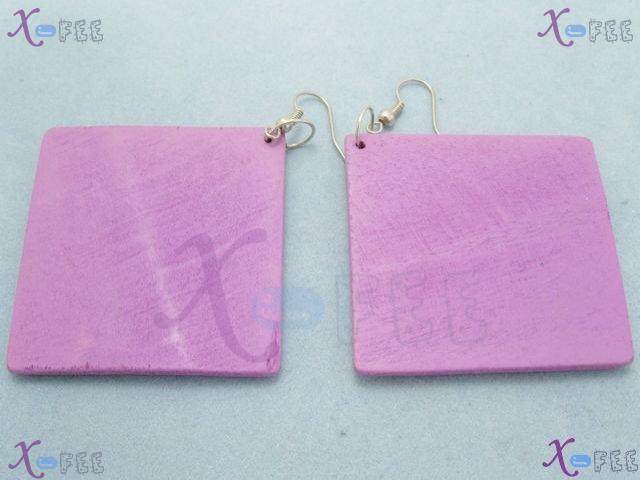 mteh00037 Lavender New Fashion Jewelry Crafts Wooden 925 Sterling Silver Hook Earrings 4
