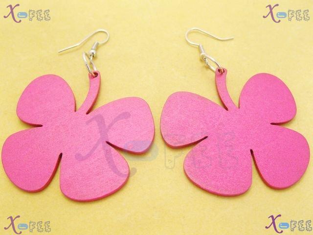 mteh00044 New Bohemai Ladies Jewelry Pink Butterfly Wood 925 Sterling Silver Hook Earrings 2