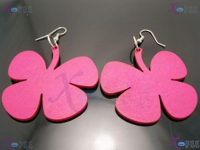 mteh00044 New Bohemai Ladies Jewelry Pink Butterfly Wood 925 Sterling Silver Hook Earrings 4