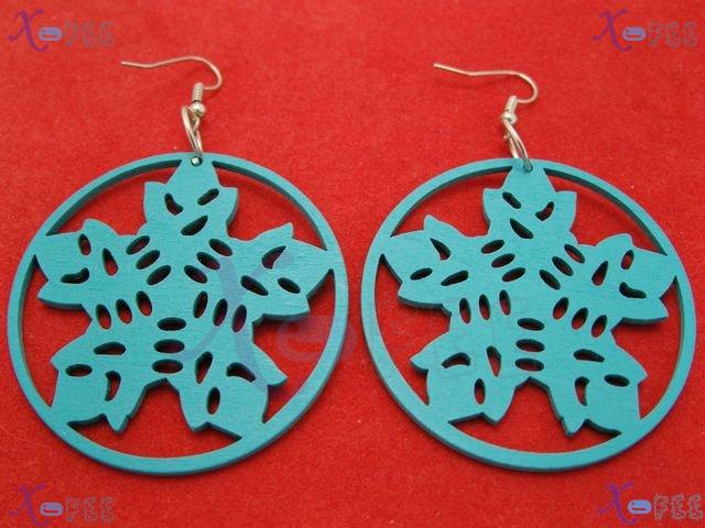 mteh00081 New Fashion Jewelry Crafts Wooden 925 Sterling Silver Hook Snowflake Earrings 2
