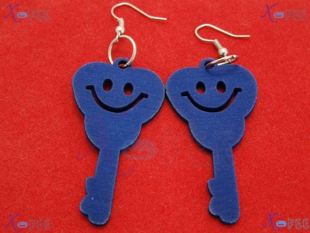 mteh00143 NEW Blue Fashion Jewelry Woman Key Wooden Sterling Silver Hook Dangle Earrings 4