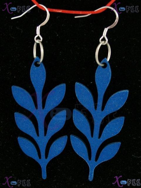 mteh00271 NEW Blue BRANCH FASHION Crafts Wooden Ladies 925 Sterling Silver HOOK Earrings 1
