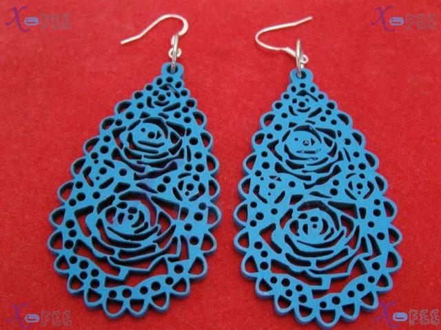 mteh00280 New Fashion Handmade Jewelry Blue Flower Woman 925 Sterling Silver Hook Earrings 2