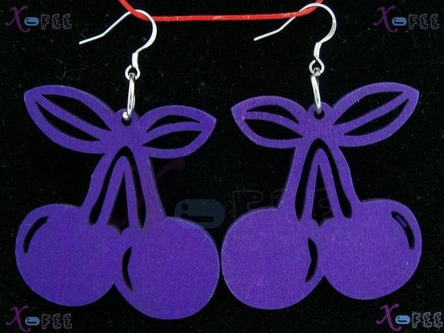 mteh00301 Fashion Jewelry Design Purple Cherry Bohemia 925 Sterling Silver Hook Earrings 1