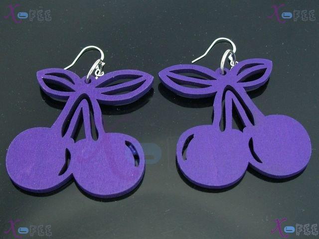 mteh00301 Fashion Jewelry Design Purple Cherry Bohemia 925 Sterling Silver Hook Earrings 3