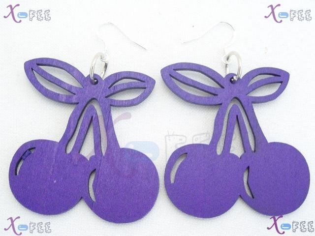 mteh00301 Fashion Jewelry Design Purple Cherry Bohemia 925 Sterling Silver Hook Earrings 4