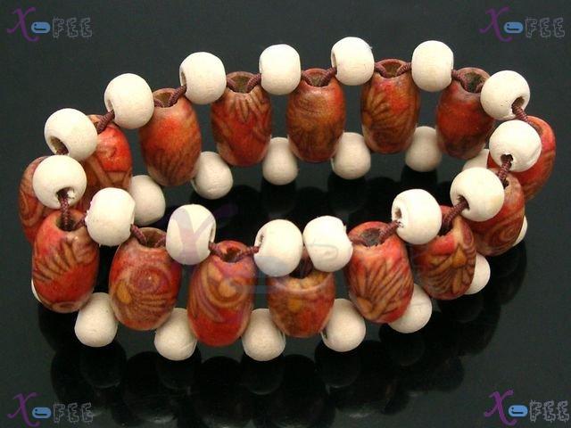 mtsl00005 Red Handmade Stretch Flower Wooden Beads Baby Bracelet 1