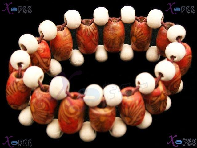 mtsl00005 Red Handmade Stretch Flower Wooden Beads Baby Bracelet 2