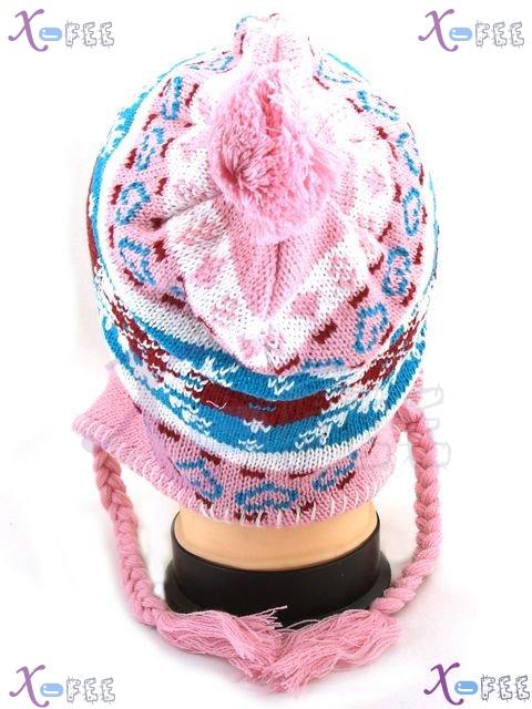 mzst00053 NEW Pink Blue Woman Fashion Girl Winter Snowflake Earflap Ear Cover Warm Ski Hat 2