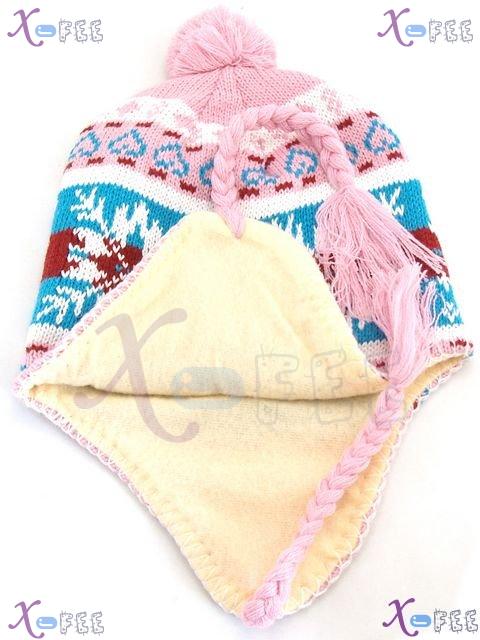 mzst00053 NEW Pink Blue Woman Fashion Girl Winter Snowflake Earflap Ear Cover Warm Ski Hat 3