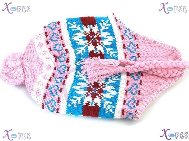 mzst00053 NEW Pink Blue Woman Fashion Girl Winter Snowflake Earflap Ear Cover Warm Ski Hat 4