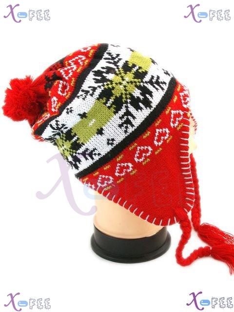 mzst00054 Fashion Woman White Black Olive Winter Snowflake Earflap Ear Cover Warm Ski Hat 1
