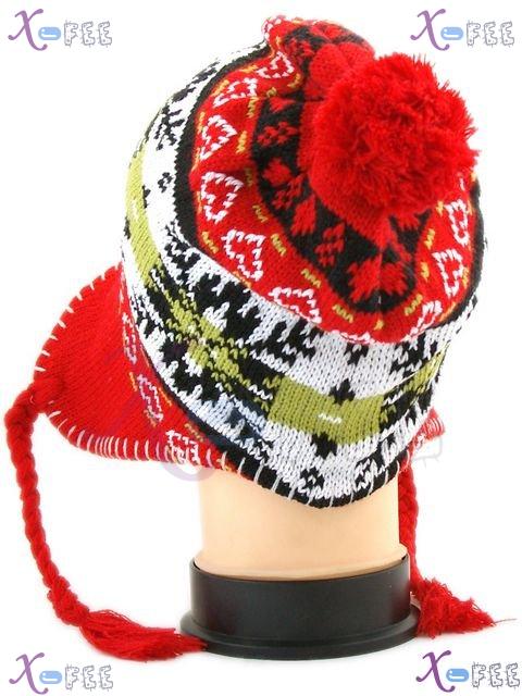 mzst00054 Fashion Woman White Black Olive Winter Snowflake Earflap Ear Cover Warm Ski Hat 2