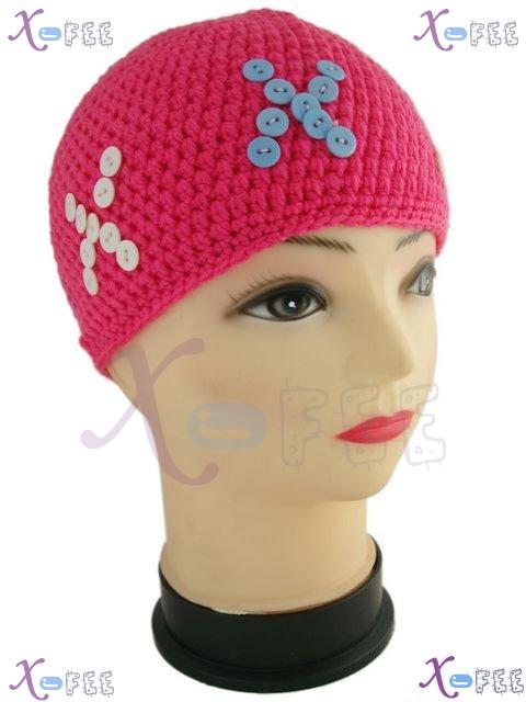 mzst00205 Pink Collection Woman Accessory Collection New Beanie Knit Button Winter Cap Hat 2