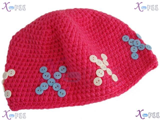 mzst00205 Pink Collection Woman Accessory Collection New Beanie Knit Button Winter Cap Hat 3