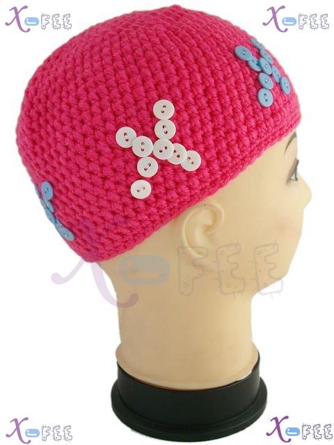 mzst00205 Pink Collection Woman Accessory Collection New Beanie Knit Button Winter Cap Hat 4