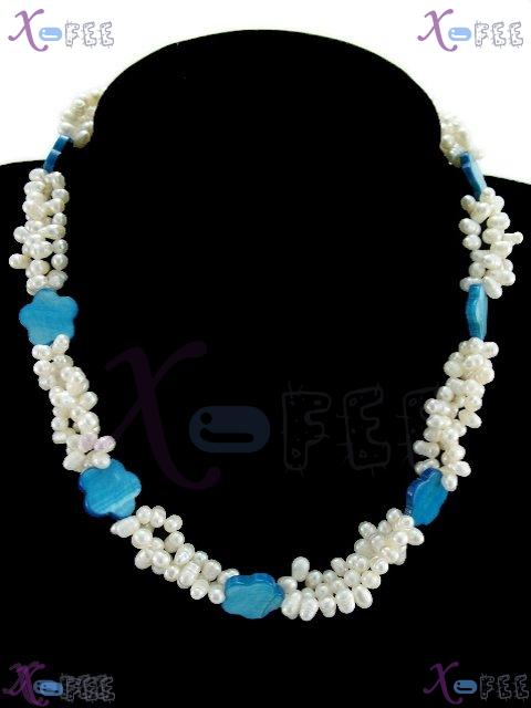 pxl00082 New Jewelry Freshwater Pearl Blue Shell Prom Necklace 1