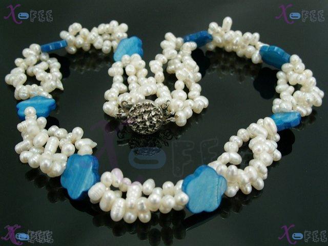 pxl00082 New Jewelry Freshwater Pearl Blue Shell Prom Necklace 2
