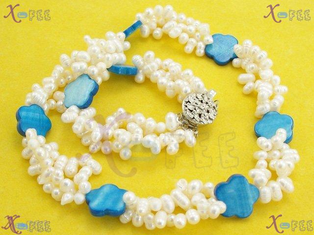 pxl00082 New Jewelry Freshwater Pearl Blue Shell Prom Necklace 3