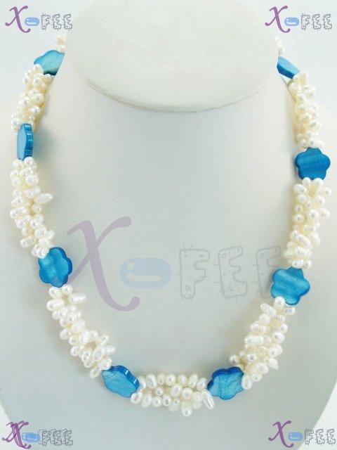 pxl00082 New Jewelry Freshwater Pearl Blue Shell Prom Necklace 4