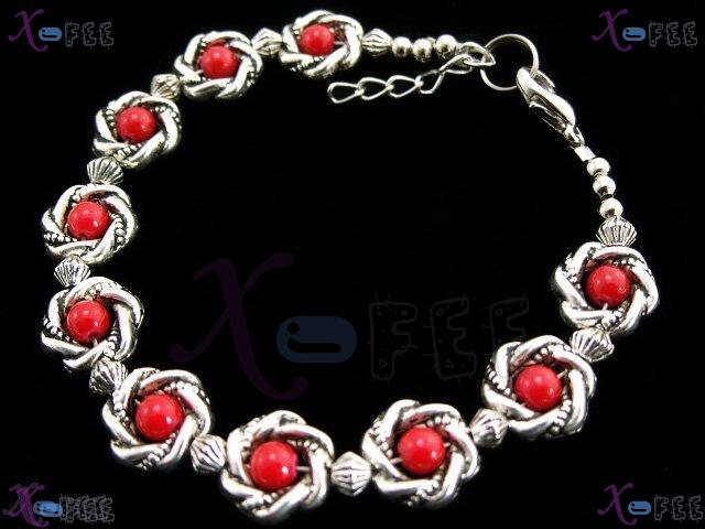 sl00063 New Fancy Fashion Jewelry Ethnic Tibet Silver China Minority Red Coral Bracelet 1
