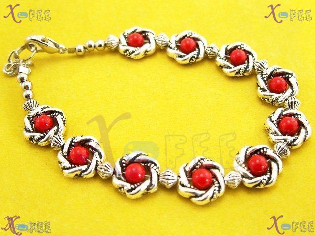 sl00063 New Fancy Fashion Jewelry Ethnic Tibet Silver China Minority Red Coral Bracelet 2