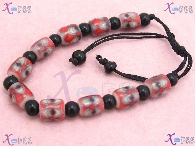 sl00530 Fad Hawaii Fashion Jewelry Ethnic Lampwork Glass Onyx Amulet Flower Bracelet 4