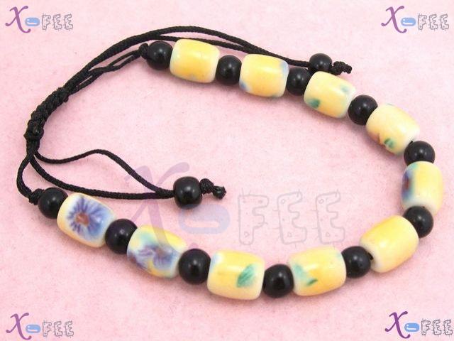 sl00531 Yellow Hawaii Style Fashion Jewelry Ornament Lampwork Glass Onyx Amulet Bracelet 3