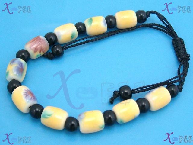 sl00531 Yellow Hawaii Style Fashion Jewelry Ornament Lampwork Glass Onyx Amulet Bracelet 4