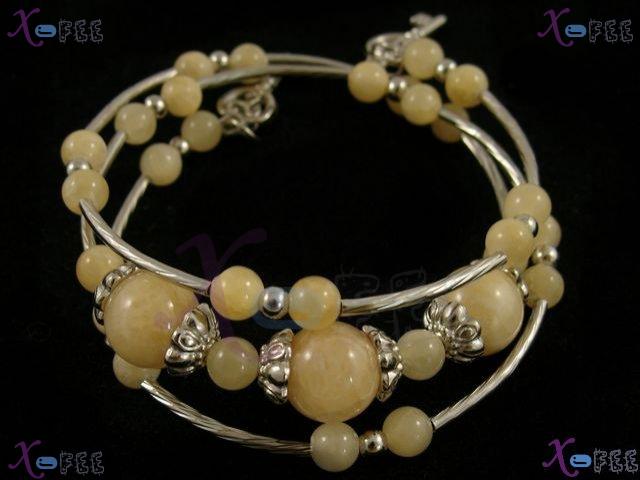 sl00581 Free Size Fashion Jewelry Woman Tibet Silver Ethnic Yellow Agate Charm Bracelet 1