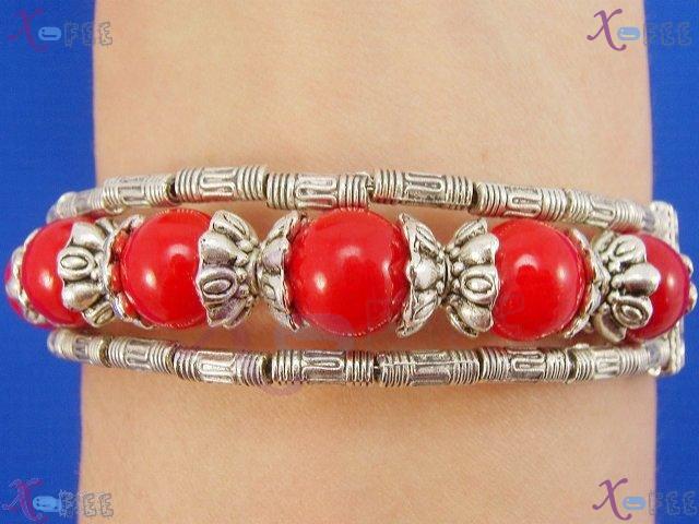 sz00085 Tibet Silver Fashion Jewelry Ethnic Red Coral Handmade Chinese Minority Bracelet 2