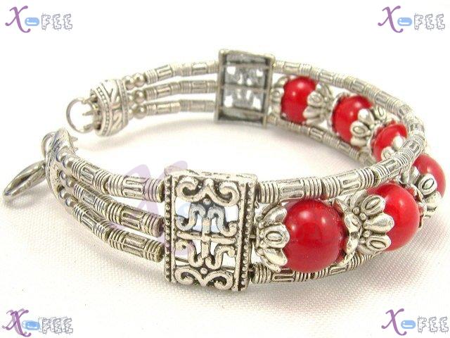 sz00085 Tibet Silver Fashion Jewelry Ethnic Red Coral Handmade Chinese Minority Bracelet 3