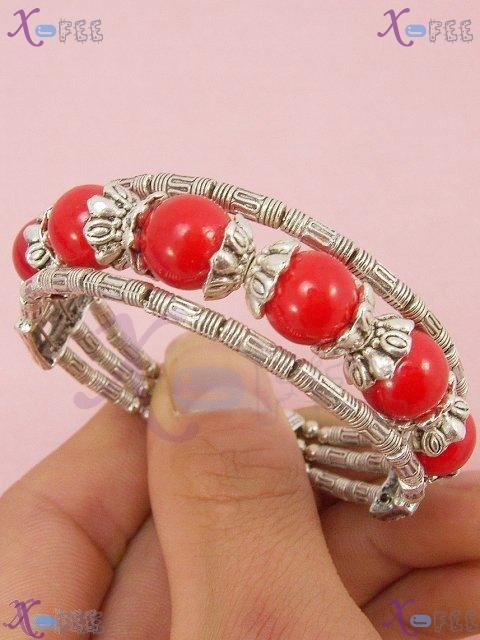 sz00085 Tibet Silver Fashion Jewelry Ethnic Red Coral Handmade Chinese Minority Bracelet 4