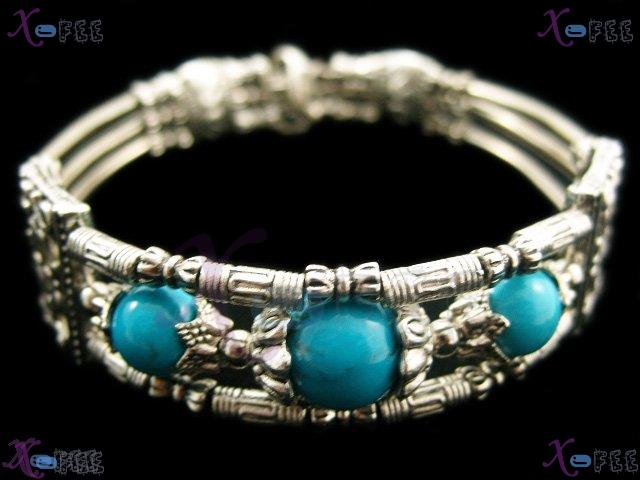 sz00192 New Tibetan Jewelry Turquoise Engraved Silver Bracelet 1