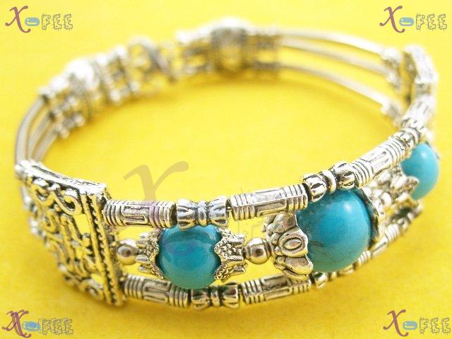 sz00192 New Tibetan Jewelry Turquoise Engraved Silver Bracelet 2