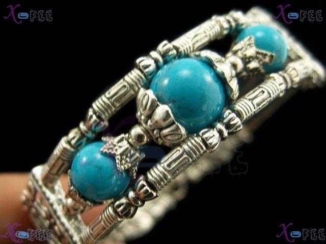 sz00192 New Tibetan Jewelry Turquoise Engraved Silver Bracelet 4