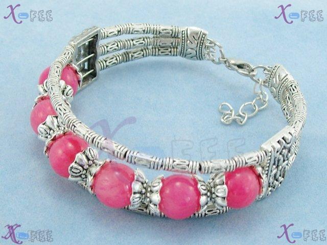 sz00221 New Fashion Pink AGATE Beads Tibetan Lady Jewelry Tibet Silver Tribal Bracelet 2