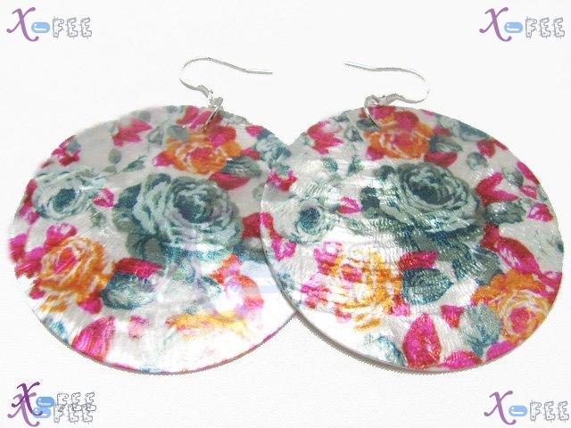 tseh00378 Hand-painted Shell 925 Sterling Silver Hook China Earrings Asian Trend Jewelry 3