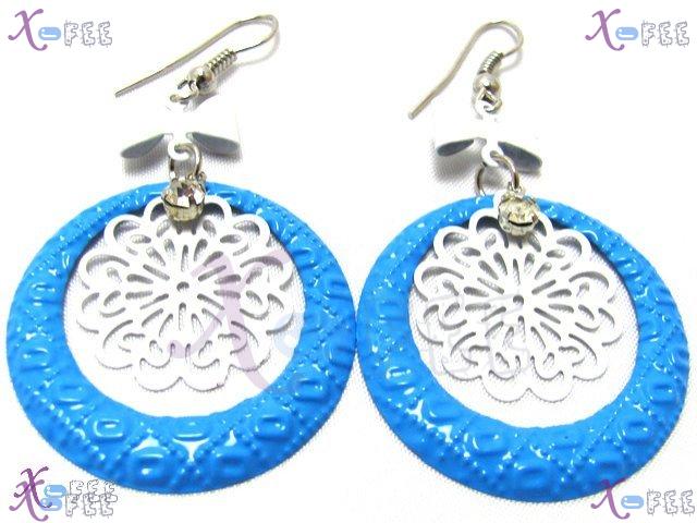 tseh00418 New Stylist Jewelry Crafts SKYBLUE Snowflake Copper Rhinestone Bowknot Earrings 1