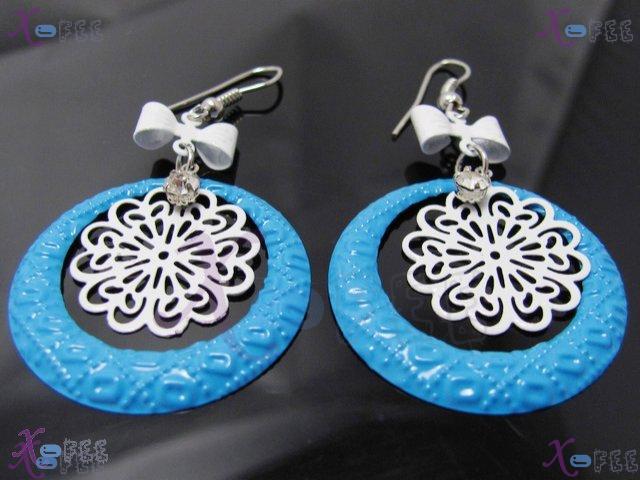tseh00418 New Stylist Jewelry Crafts SKYBLUE Snowflake Copper Rhinestone Bowknot Earrings 3