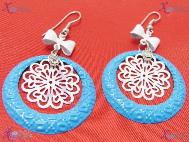 tseh00418 New Stylist Jewelry Crafts SKYBLUE Snowflake Copper Rhinestone Bowknot Earrings 4