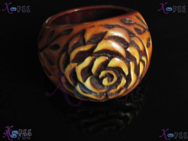 tsr00054 NEW Size 8 Fashion Jewelry China Retro Engraved RESIN Branch Flower Unisex Ring 1
