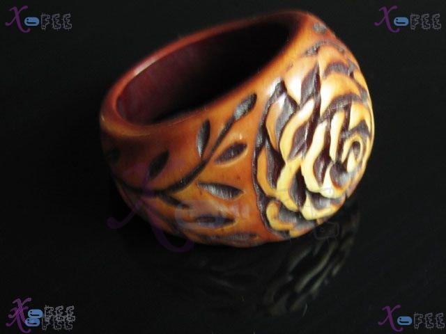 tsr00054 NEW Size 8 Fashion Jewelry China Retro Engraved RESIN Branch Flower Unisex Ring 2